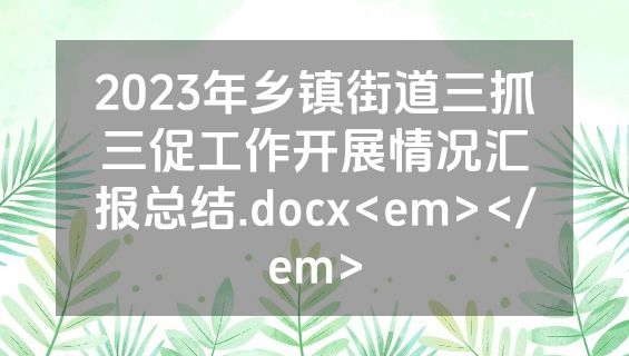 2023年乡镇街道三抓三促工作开展情况汇报总结.docx<em></em>