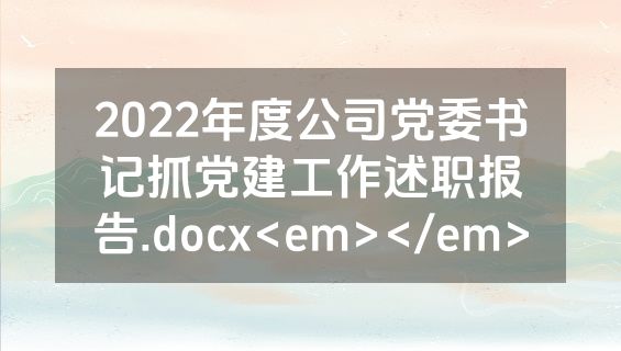 2022年度公司党委书记抓党建工作述职报告.docx<em></em>