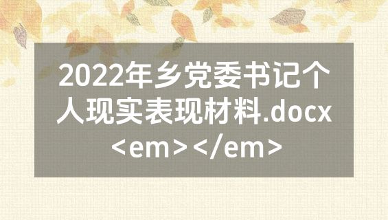 2022年乡党委书记个人现实表现材料.docx<em></em>