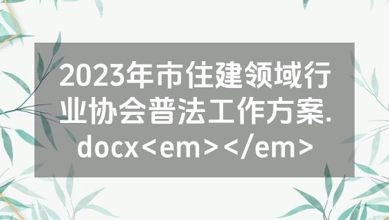2023年市住建领域行业协会普法工作方案.docx<em></em>