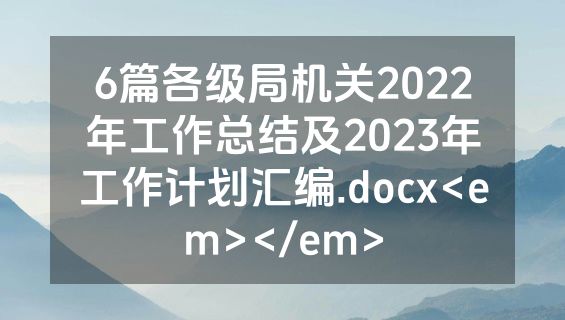 6篇各级局机关2022年工作总结及2023年工作计划汇编.docx<em></em>