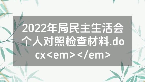 2022年局民主生活会个人对照检查材料.docx<em></em>