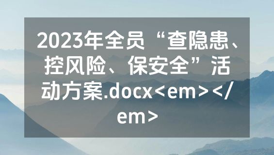 2023年全员“查隐患、控风险、保安全”活动方案.docx<em></em>