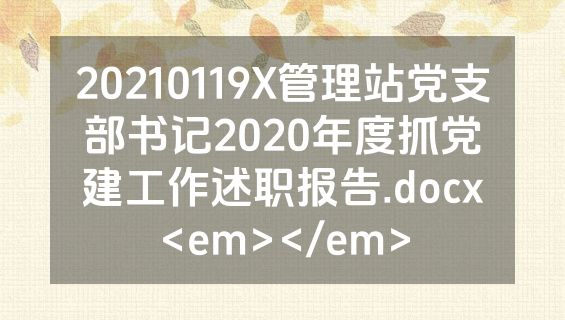 20210119X管理站党支部书记2020年度抓党建工作述职报告.docx<em></em>