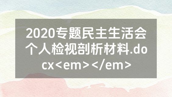 2020专题民主生活会个人检视剖析材料.docx<em></em>