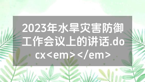 2023年水旱灾害防御工作会议上的讲话.docx<em></em>