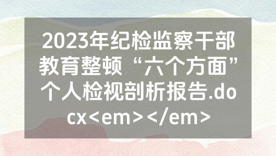2023年纪检监察干部教育整顿“六个方面”个人检视剖析报告.docx<em></em>