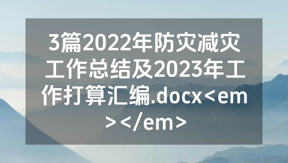 3篇2022年防灾减灾工作总结及2023年工作打算汇编.docx<em></em>