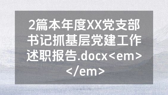 2篇本年度XX党支部书记抓基层党建工作述职报告.docx<em></em>
