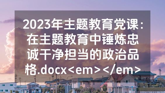 2023年主题教育党课：在主题教育中锤炼忠诚干净担当的政治品格.docx<em></em>