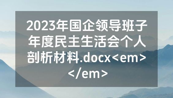 2023年国企领导班子年度民主生活会个人剖析材料.docx<em></em>