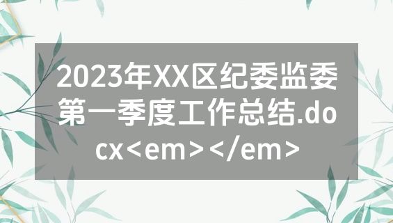 2023年XX区纪委监委第一季度工作总结.docx<em></em>
