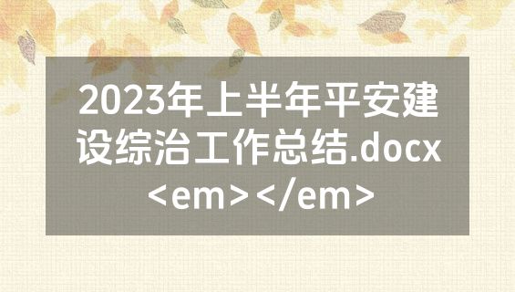 2023年上半年平安建设综治工作总结.docx<em></em>