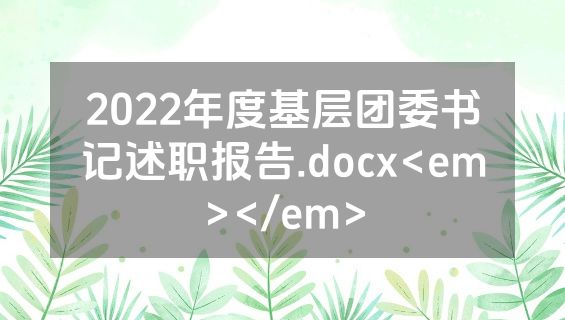 2022年度基层团委书记述职报告.docx<em></em>