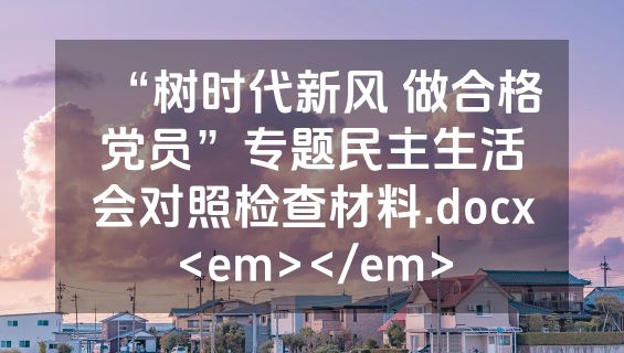 “树时代新风 做合格党员”专题民主生活会对照检查材料.docx<em></em>