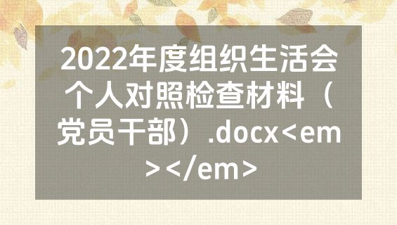 2022年度组织生活会个人对照检查材料（党员干部）.docx<em></em>