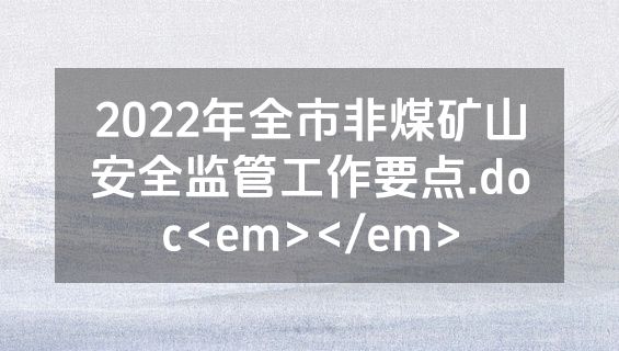 2022年全市非煤矿山安全监管工作要点.doc<em></em>