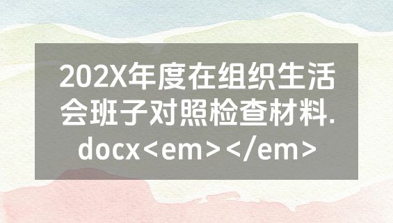 202X年度在组织生活会班子对照检查材料.docx<em></em>