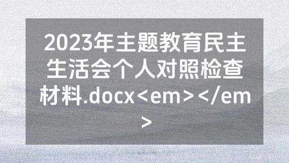 2023年主题教育民主生活会个人对照检查材料.docx<em></em>