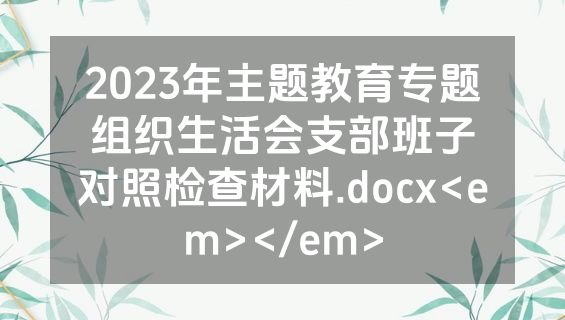2023年主题教育专题组织生活会支部班子对照检查材料.docx<em></em>