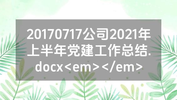 20170717公司2021年上半年党建工作总结.docx<em></em>