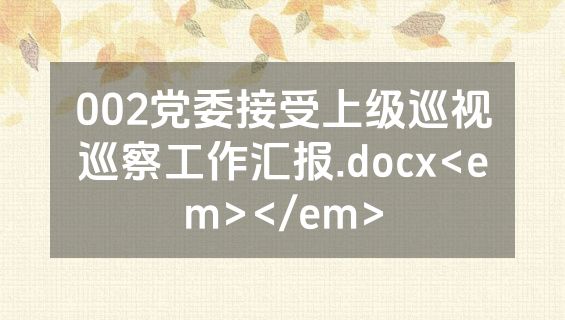 002党委接受上级巡视巡察工作汇报.docx<em></em>