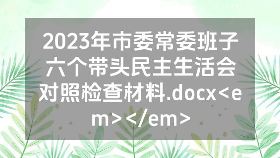 2023年市委常委班子六个带头民主生活会对照检查材料.docx<em></em>