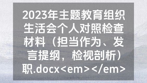 2023年主题教育组织生活会个人对照检查材料（担当作为、发言提纲，检视剖析）职.docx<em></em>