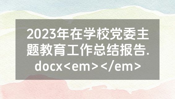 2023年在学校党委主题教育工作总结报告.docx<em></em>