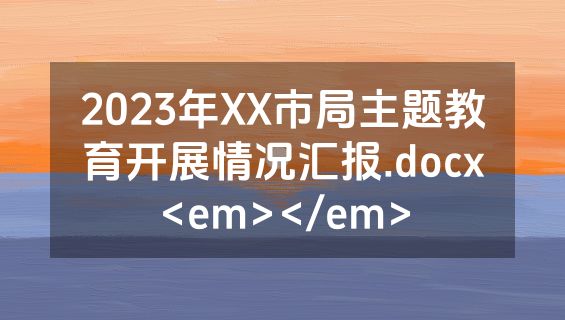 2023年XX市局主题教育开展情况汇报.docx<em></em>