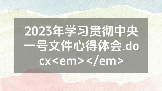 2023年学习贯彻中央一号文件心得体会.docx<em></em>