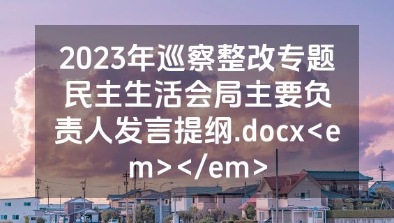 2023年巡察整改专题民主生活会局主要负责人发言提纲.docx<em></em>