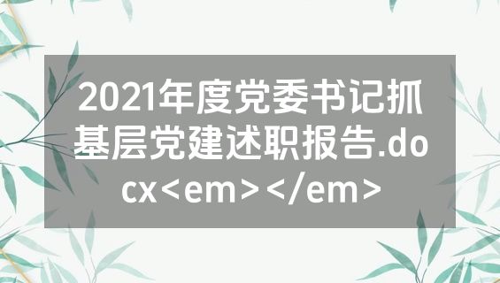2021年度党委书记抓基层党建述职报告.docx<em></em>