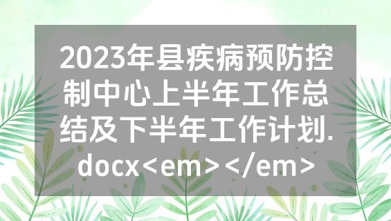 2023年县疾病预防控制中心上半年工作总结及下半年工作计划.docx<em></em>