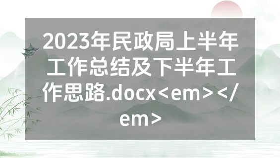 2023年民政局上半年工作总结及下半年工作思路.docx<em></em>