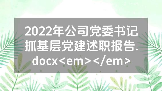 2022年公司党委书记抓基层党建述职报告.docx<em></em>