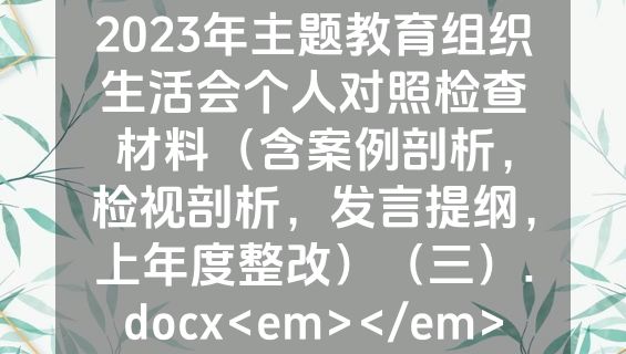 2023年主题教育组织生活会个人对照检查材料（含案例剖析，检视剖析，发言提纲，上年度整改）（三）.docx<em></em>