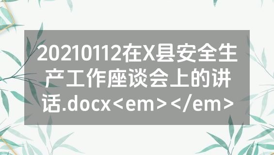 20210112在X县安全生产工作座谈会上的讲话.docx<em></em>