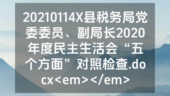 20210114X县税务局党委委员、副局长2020年度民主生活会“五个方面”对照检查.docx<em></em>