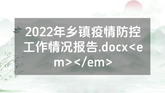 2022年乡镇疫情防控工作情况报告.docx<em></em>