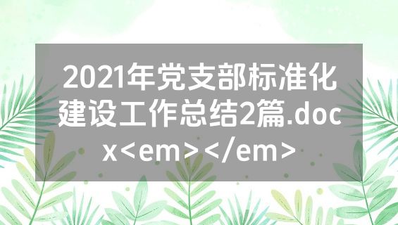 2021年党支部标准化建设工作总结2篇.docx<em></em>