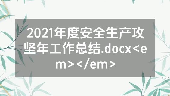 2021年度安全生产攻坚年工作总结.docx<em></em>