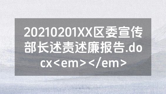 20210201XX区委宣传部长述责述廉报告.docx<em></em>