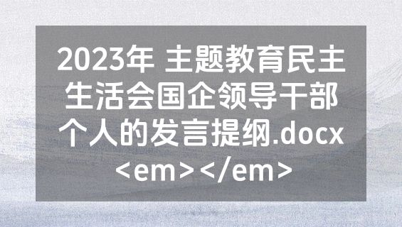2023年 主题教育民主生活会国企领导干部个人的发言提纲.docx<em></em>