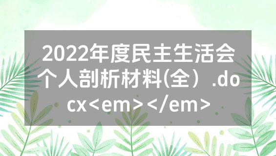 2022年度民主生活会个人剖析材料(全）.docx<em></em>