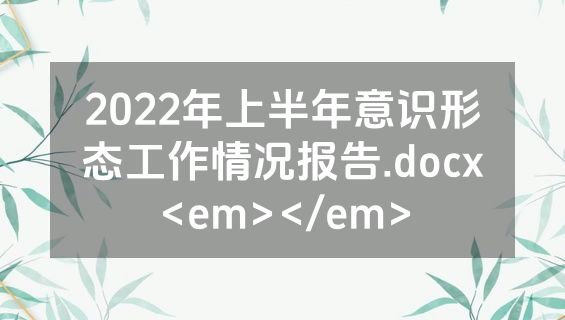 2022年上半年意识形态工作情况报告.docx<em></em>