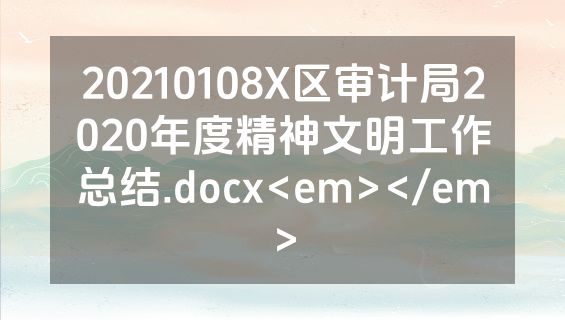 20210108X区审计局2020年度精神文明工作总结.docx<em></em>