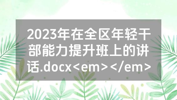 2023年在全区年轻干部能力提升班上的讲话.docx<em></em>