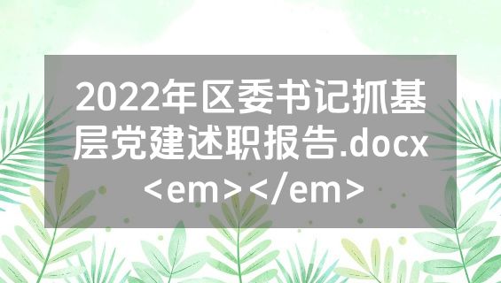 2022年区委书记抓基层党建述职报告.docx<em></em>