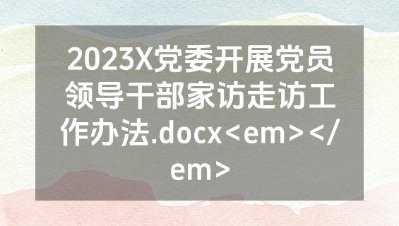 2023X党委开展党员领导干部家访走访工作办法.docx<em></em>
